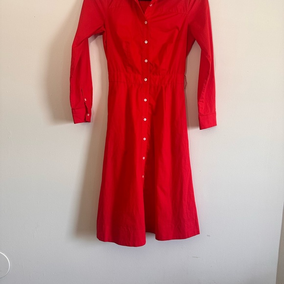 J.Crew Poplin Bright Cerise Cotton Tie Waist Dress size 00 - Picture 4 of 13